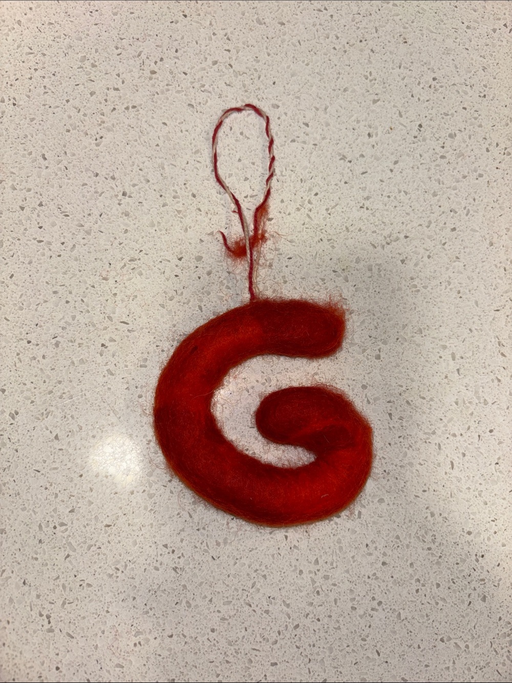 Red Felt Letter G Christmas tree ornament